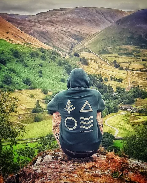 Skolly wearing Flat Horizons in Lake District